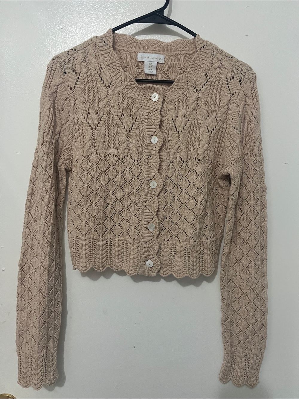House of Harlow 1960 Beige Openwork Cropped Cardigan